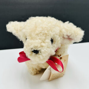 Vintage Handmade Real Sheepskin Lamb Wool Suede Ears 1986 Stuffed Plush 11” L